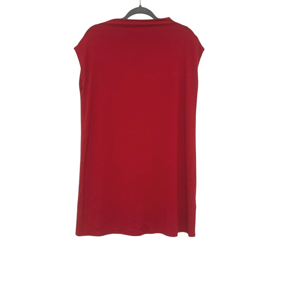 Eileen Fisher sz M dark red sleeveless lagenlook long tunic stretchy shirt P